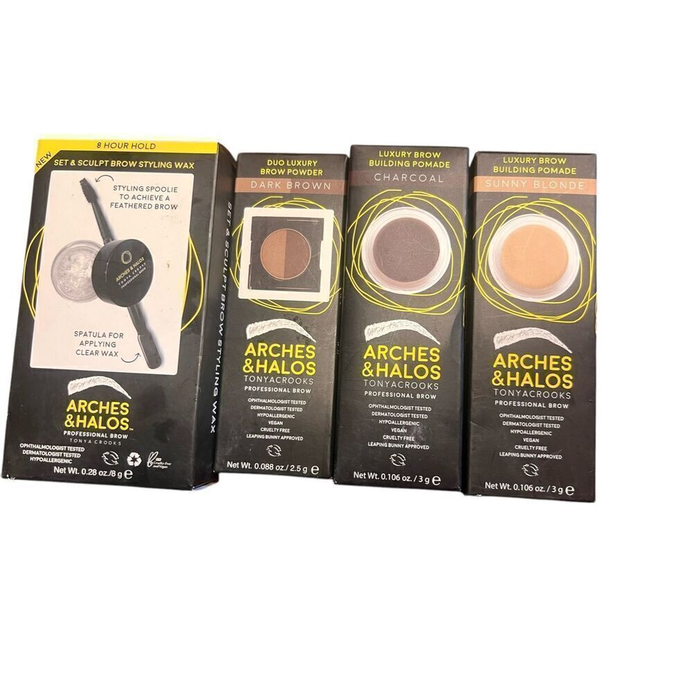 4 Arches & Halos Luxury Brow Building Pomade powder clear wax bundle brown blond